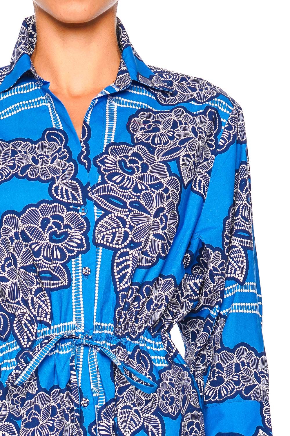 Cara Cara Henry Cobalt Blue Floral Print Mini Dress