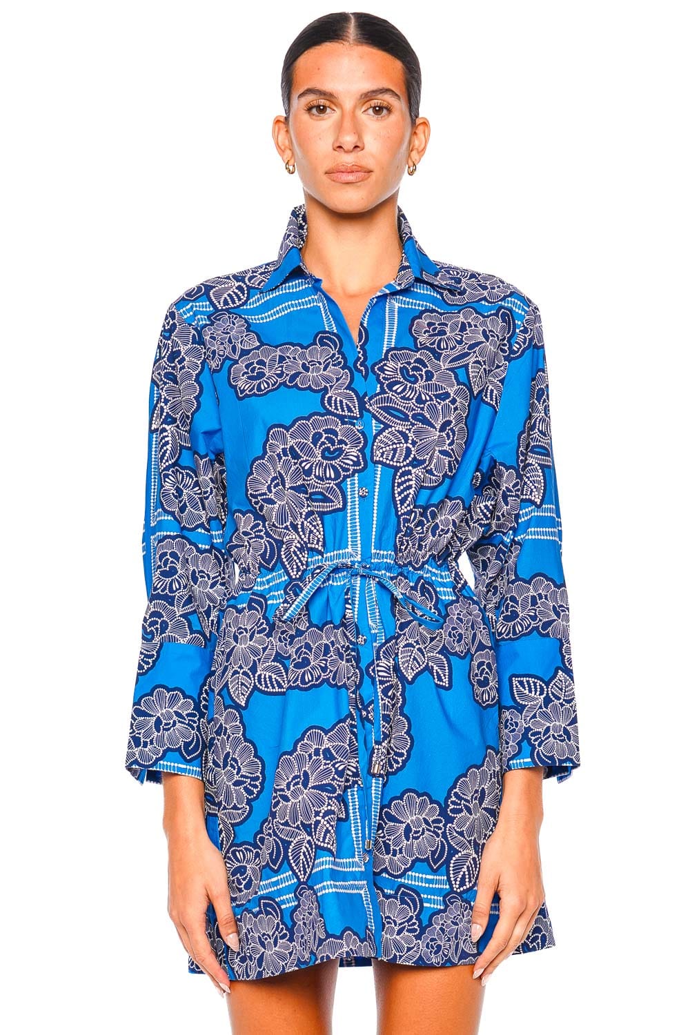 Cara Cara Henry Cobalt Blue Floral Print Mini Dress