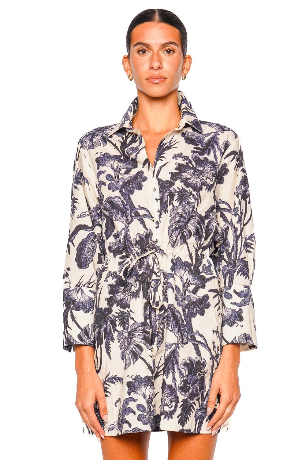 Cara Cara Henry Floral Cotton Drawstring Mini Dress