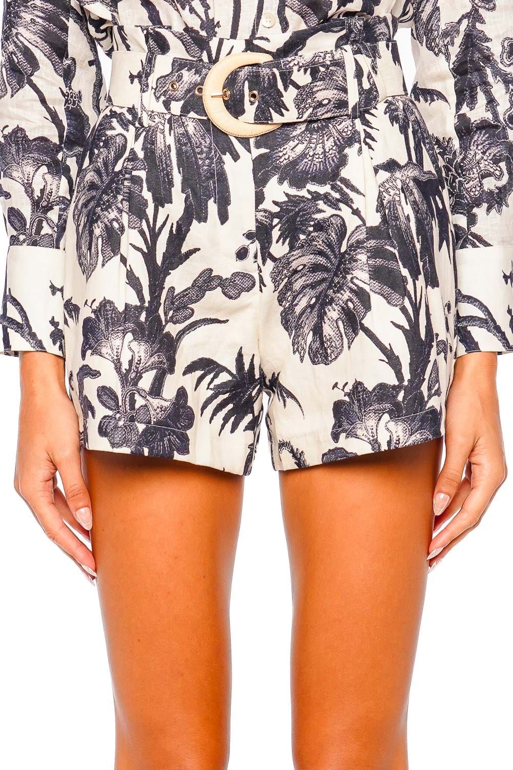 Cara Cara Palmer Fauna Floral Navy Pleated Shorts