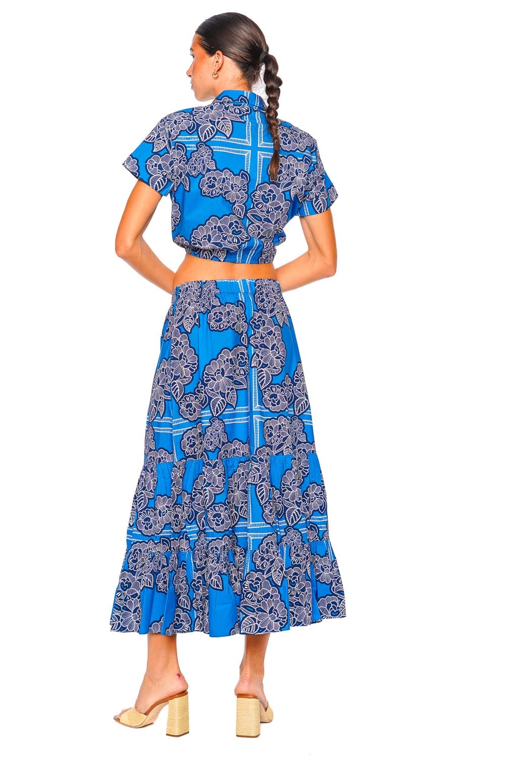 Cara Cara Asbury Cobalt Floral Tie Front Crop Top