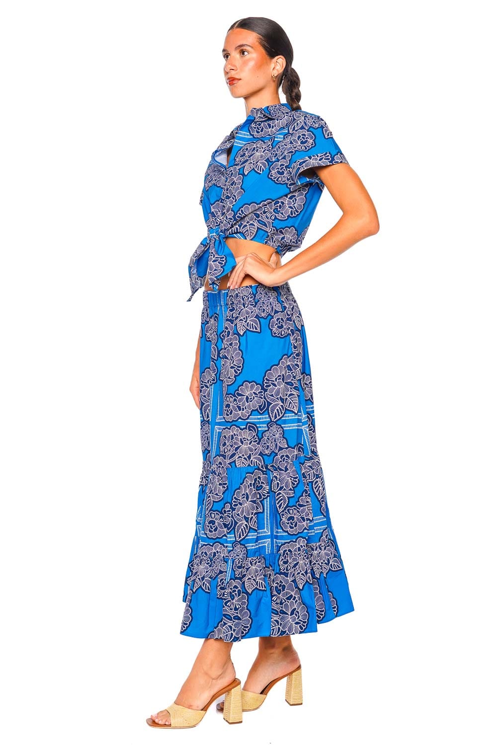 Cara Cara Chase Carved Petals Cobalt Maxi Skirt