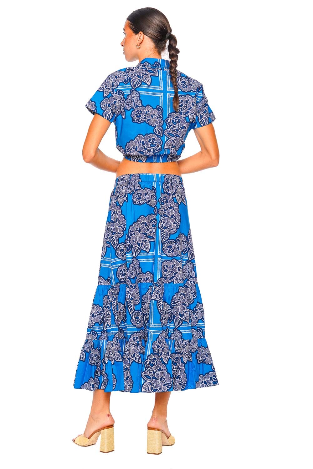 Cara Cara Chase Carved Petals Cobalt Maxi Skirt