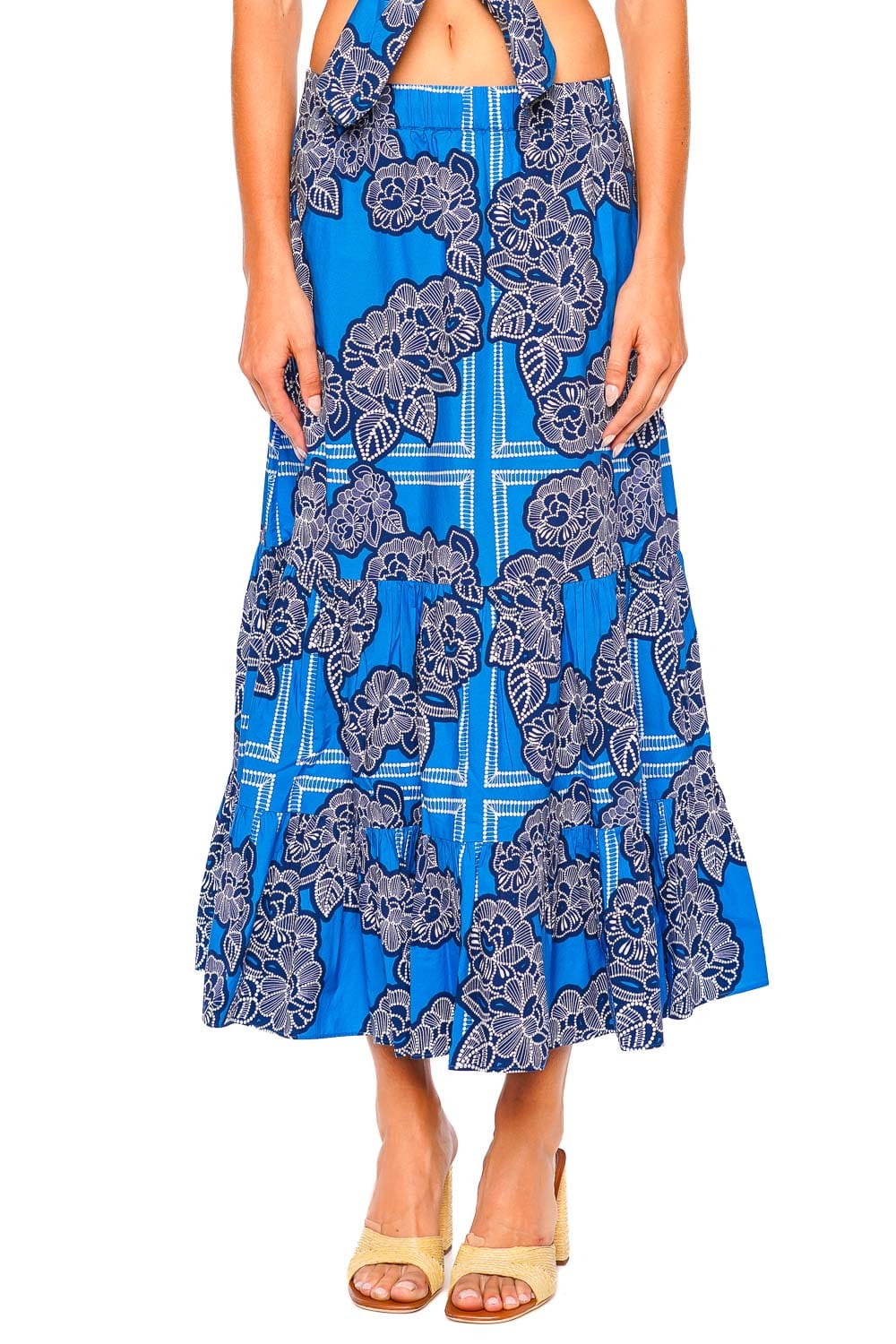 Cara Cara Chase Carved Petals Cobalt Maxi Skirt