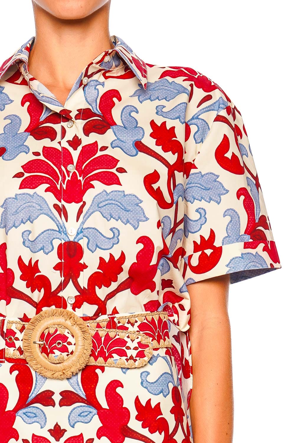 Cara Cara Calvia Ivory Fleur Crest Short Sleeve Shirt