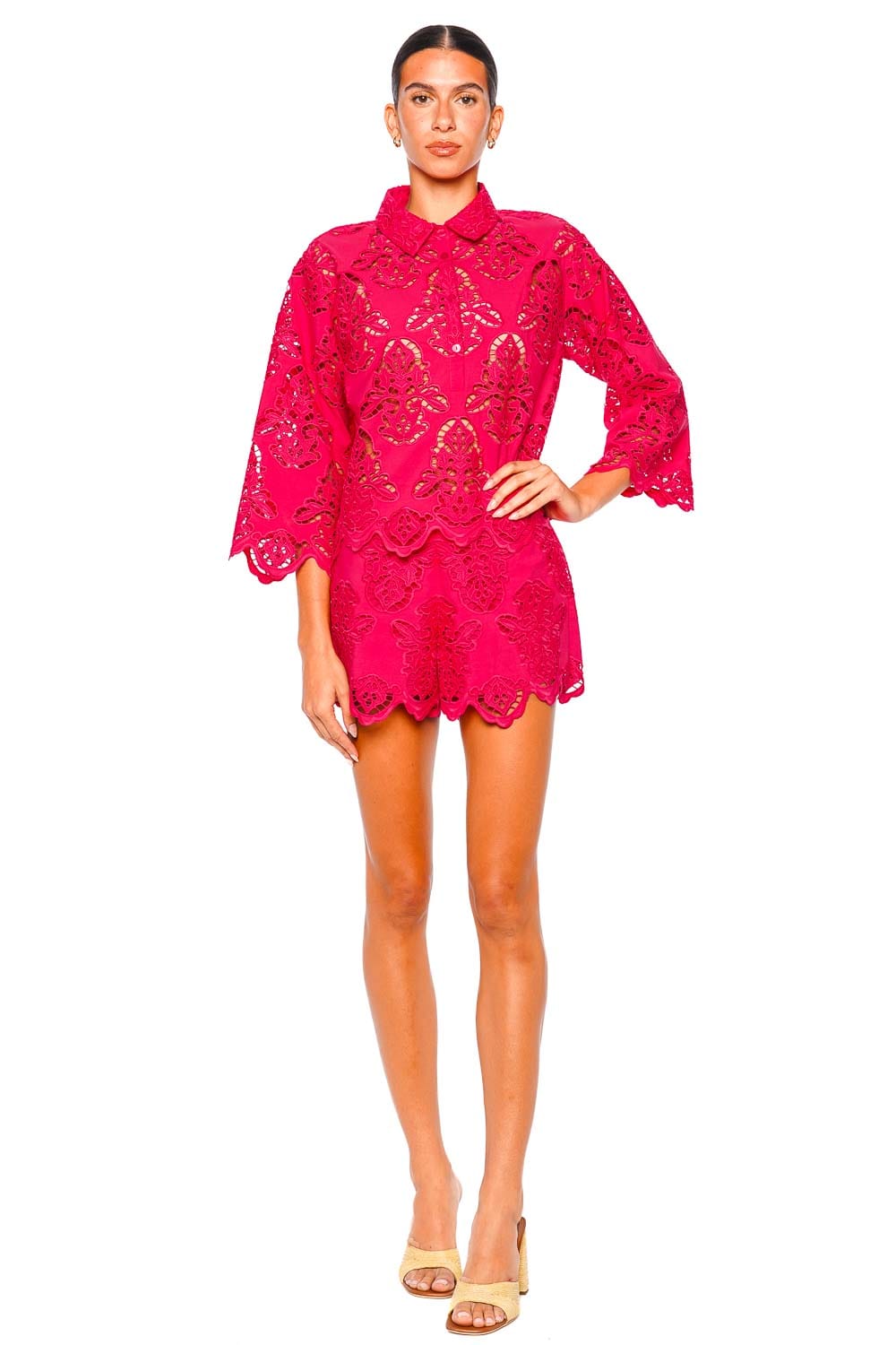 Trish Azalea Eyelet Scalloped Short