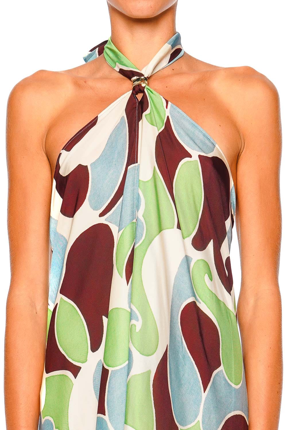 Cara Cara Petal Wave Mint Halter Twist Midi Dress