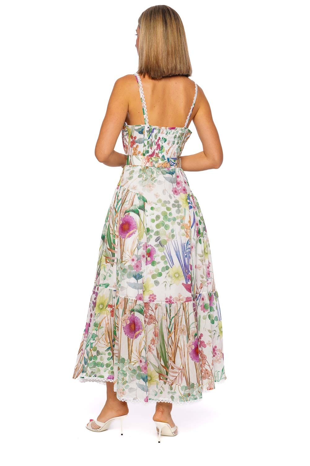 CHARO RUIZ IBIZA Cael White Lagoon Floral Strappy Long Dress