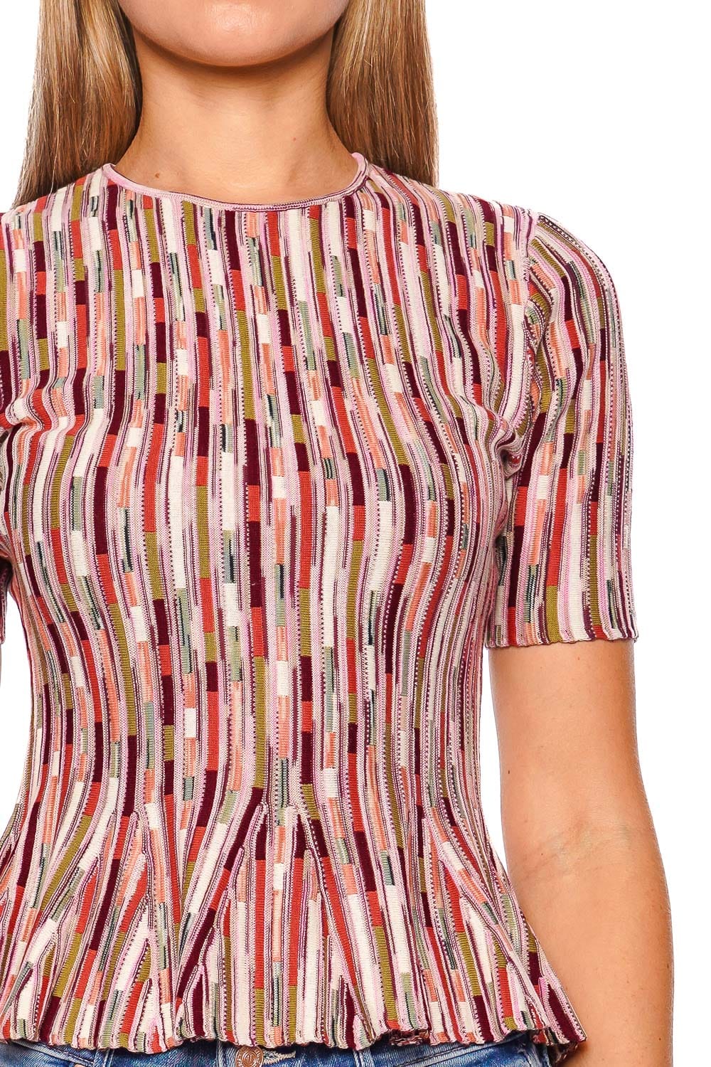 Ulla Johnson Samira Rosewood Short Sleeve Knit Top