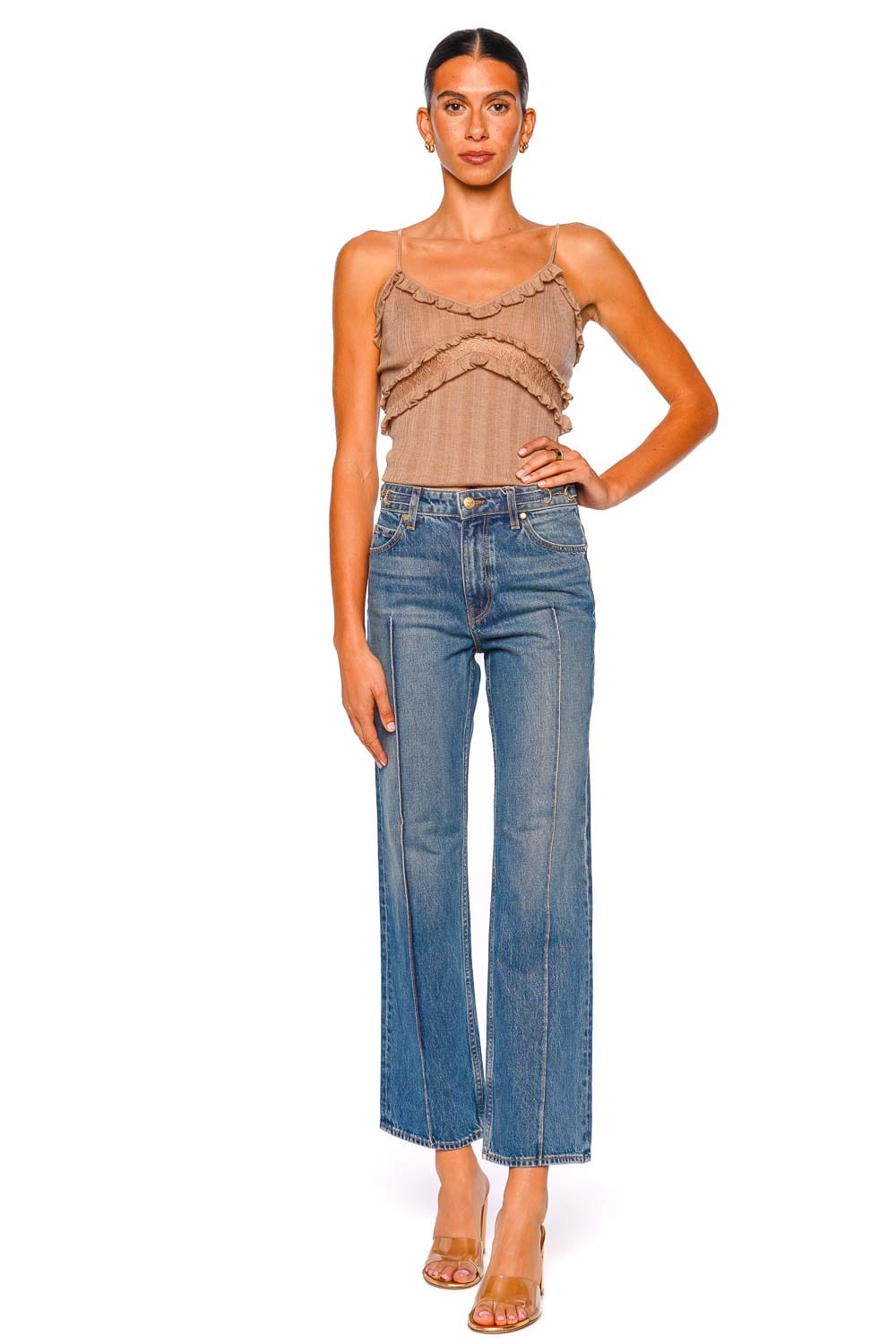 Ulla Johnson Agatha Danube Straight Leg Pintuck Jeans