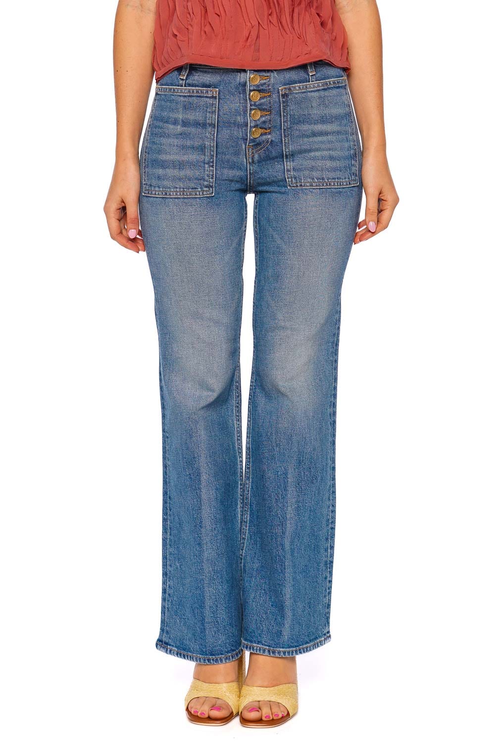 Ulla Johnson The Lou Stretch Kick Flare Jean