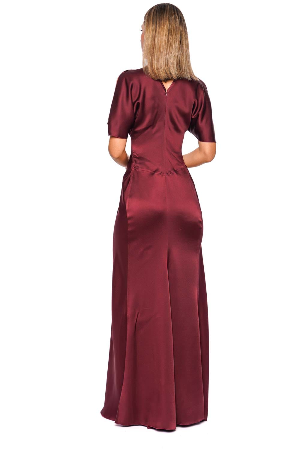 Victoria Beckham Gathered Waist Cinnabar Red Floor Length Dress