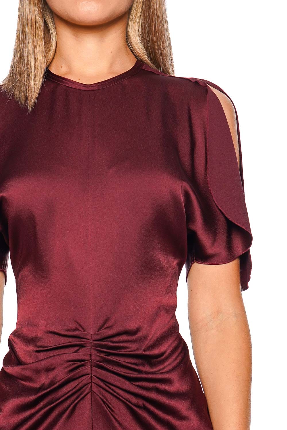 Victoria Beckham Gathered Waist Cinnabar Red Floor Length Dress