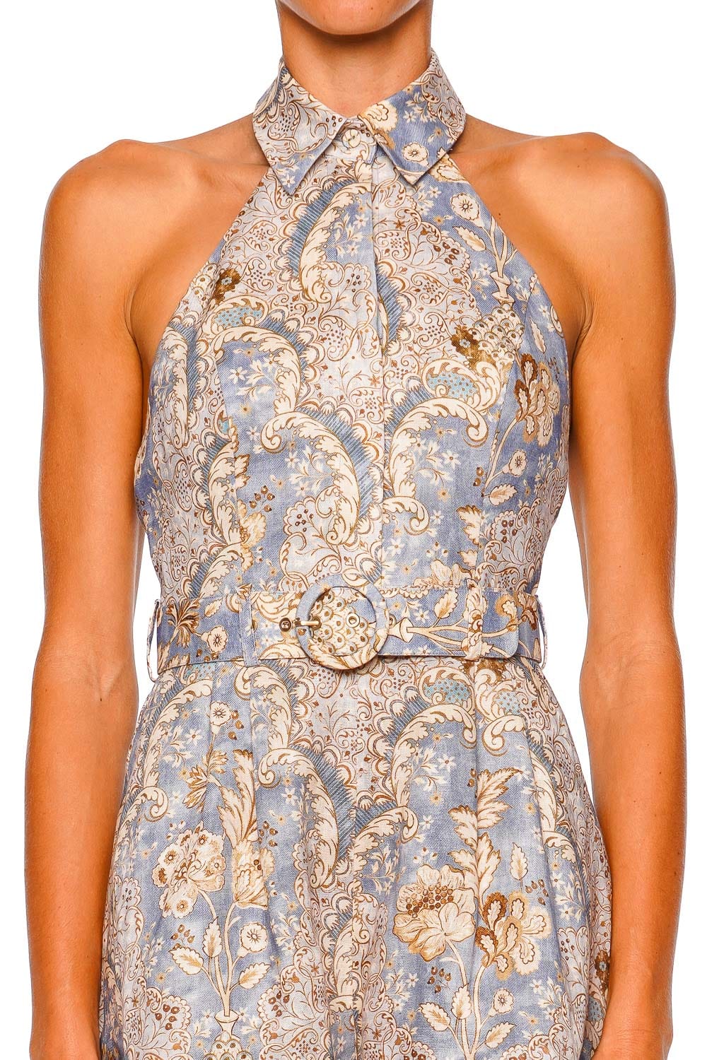 ZIMMERMANN Damask Denim Halter Playsuit