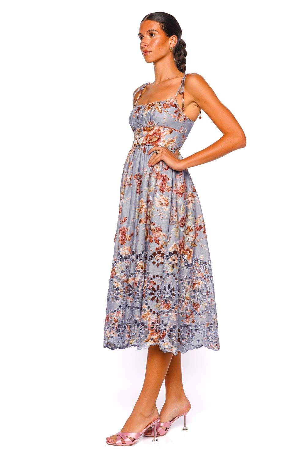 ZIMMERMANN Awaken Chambray Floral Picnic Midi Dress