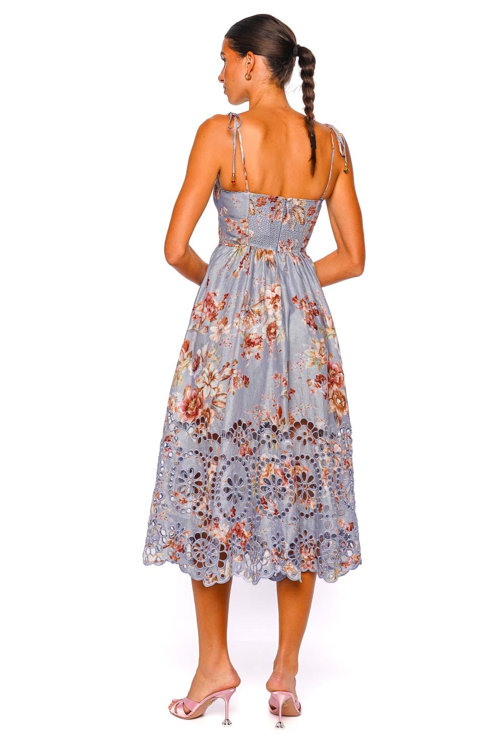 ワンピース verybrain Tight flower cami dress Awaken Chambray Floral Picnic Midi Dress