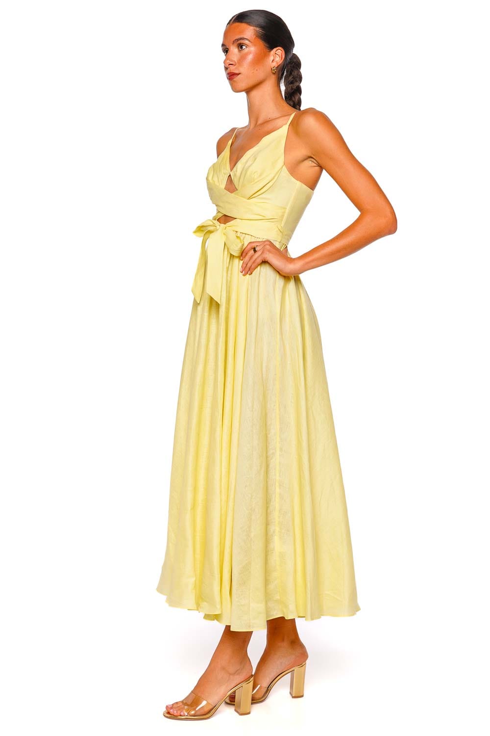 ZIMMERMANN Awaken Lemon Linen Midi Dress