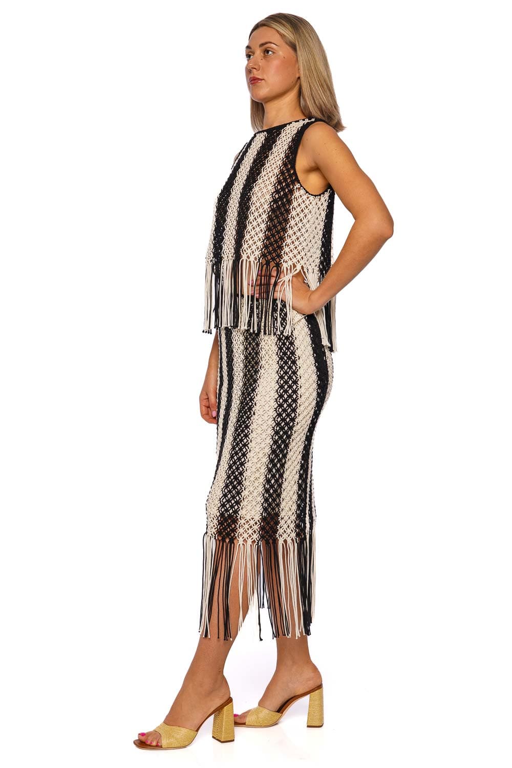 ZIMMERMANN Wanderlust Macrame Stripe Fringe Tank