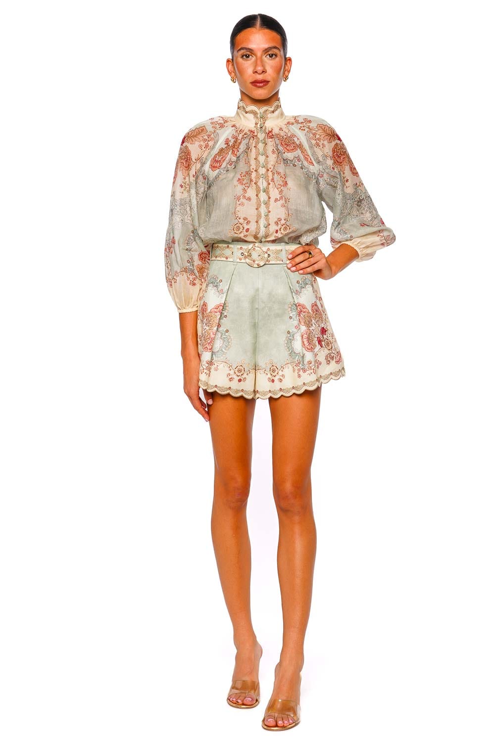 ZIMMERMANN Wallpaper Floral Mint Daylight Tuck Shorts