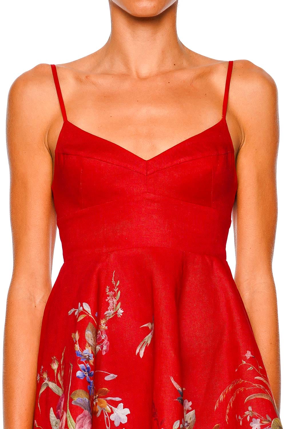 Zimmermann Patience Red Floral Linen Mini Dress Zimmermann Patience Red Floral Linen Mini Dress