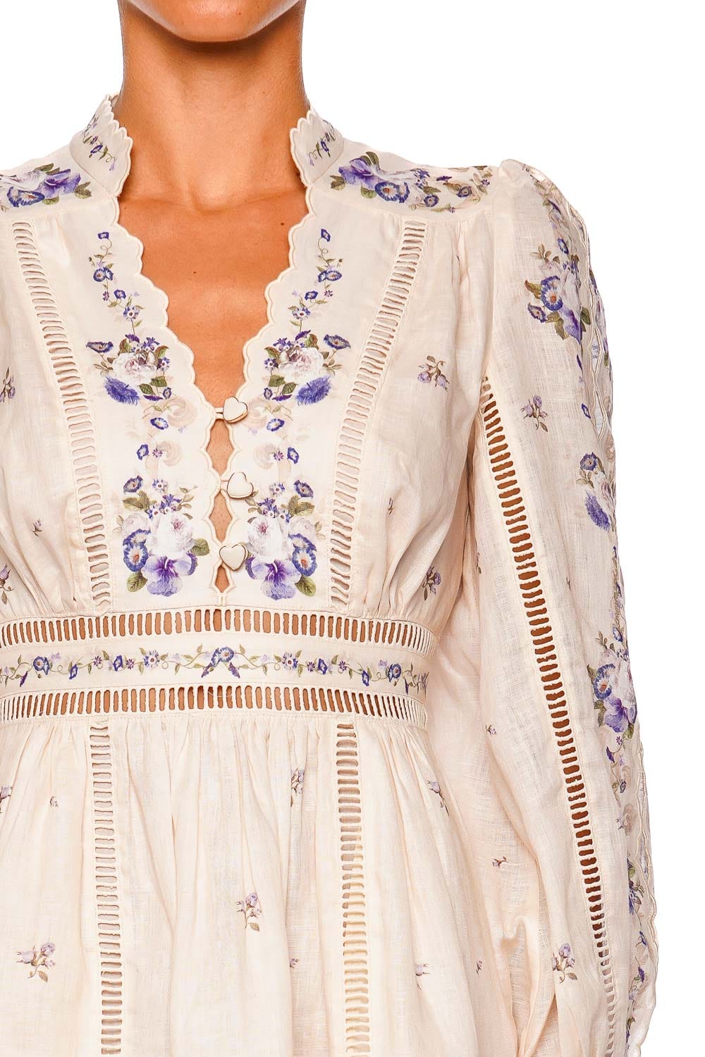 Zimmermann Patience Plunge Embroidered Linen Mini Dress Zimmermann Patience Plunge Embroidered Linen Mini Dress