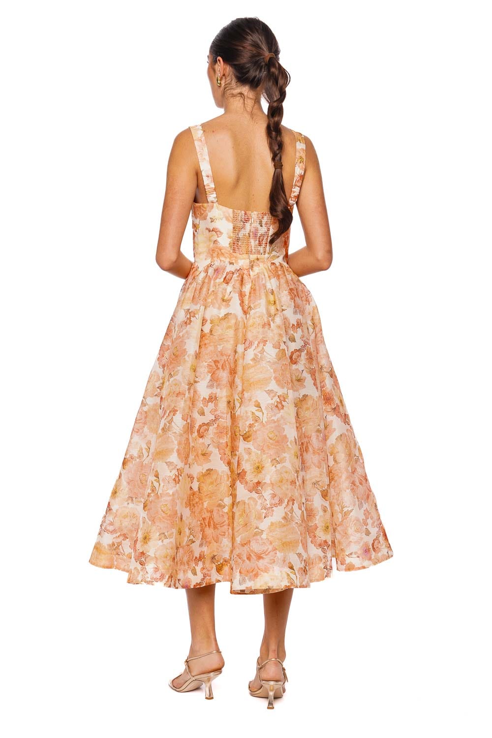 ZIMMERMANN Golden Bloom Adjustable Strap Drape Midi Dress