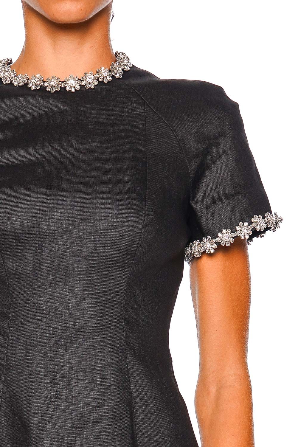 ZIMMERMANN Rebellion Embellished Black Short Sleeve Mini Dress