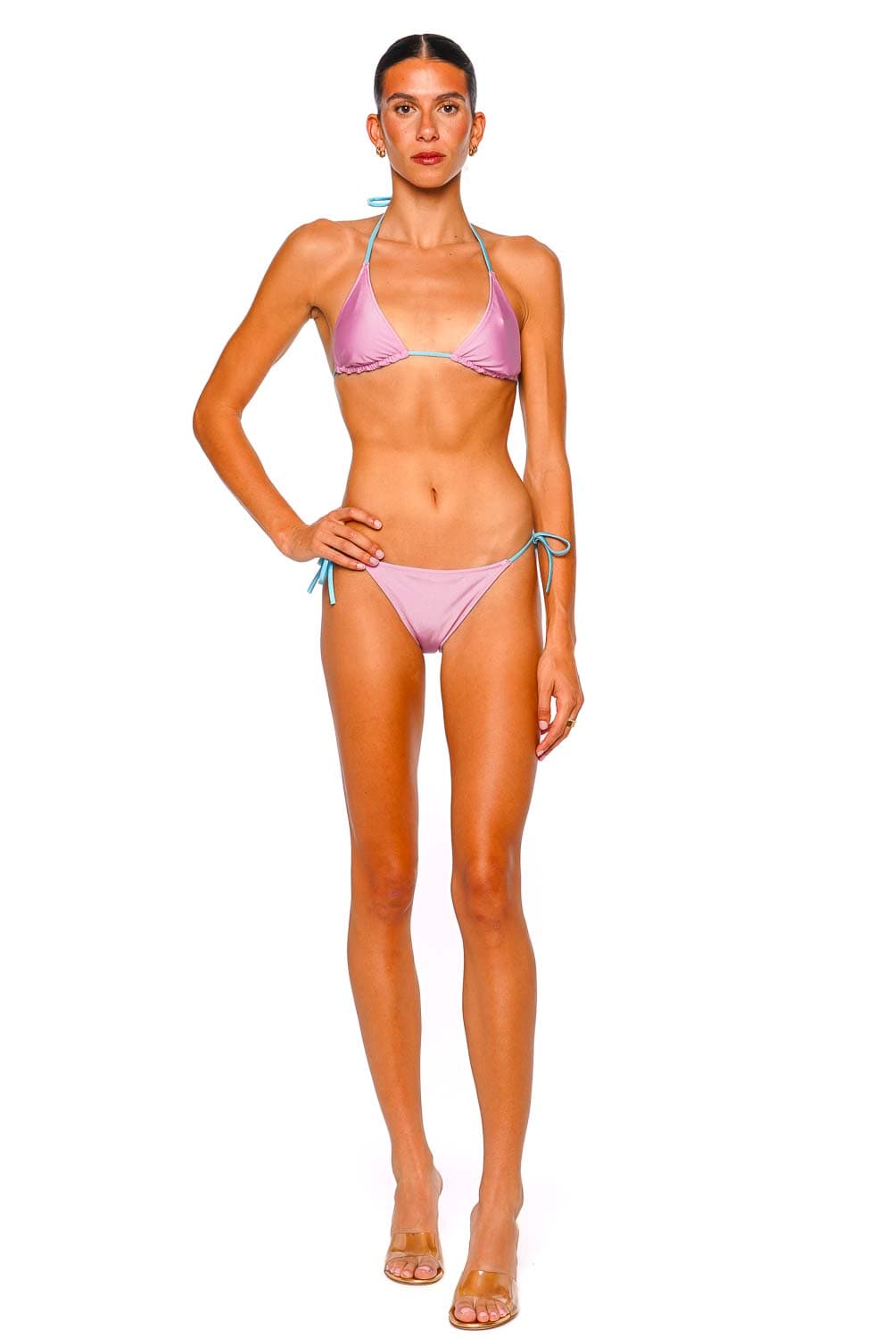 Solid & Striped Ines Reversible Bikini Top Bon Bon and Ocean Mist