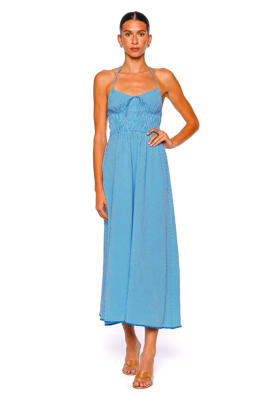 Solid & Striped Lolita Cosmic Blue Halterneck Midi Dress