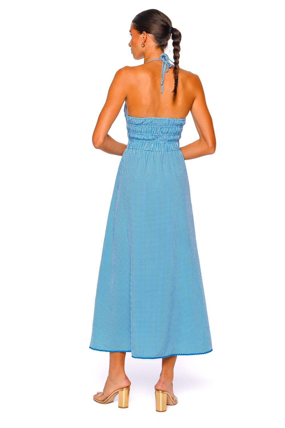 Solid & Striped Lolita Cosmic Blue Halterneck Midi Dress