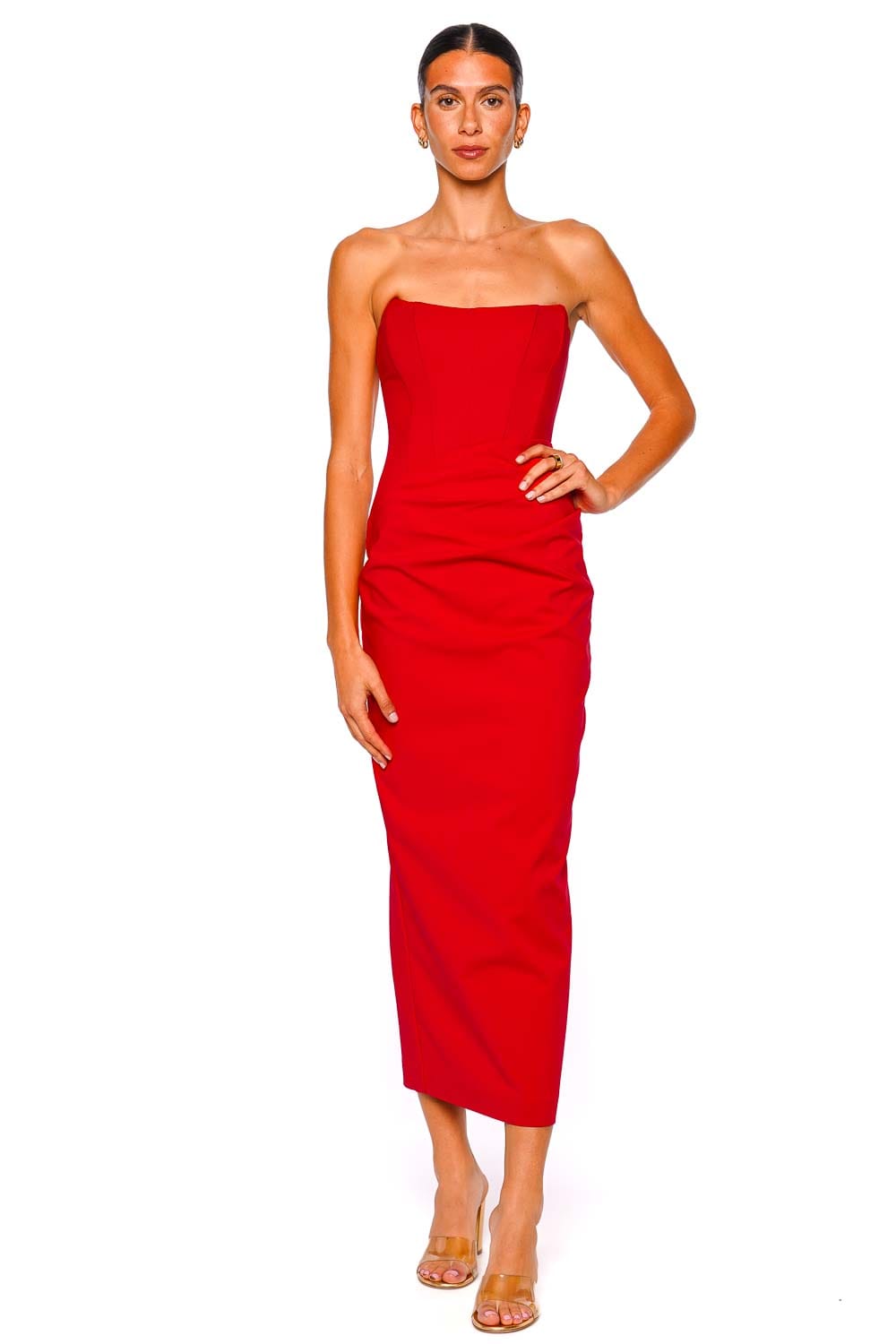 Shona Joy Lani Chilli Red Strapless Corset Maxi Dress