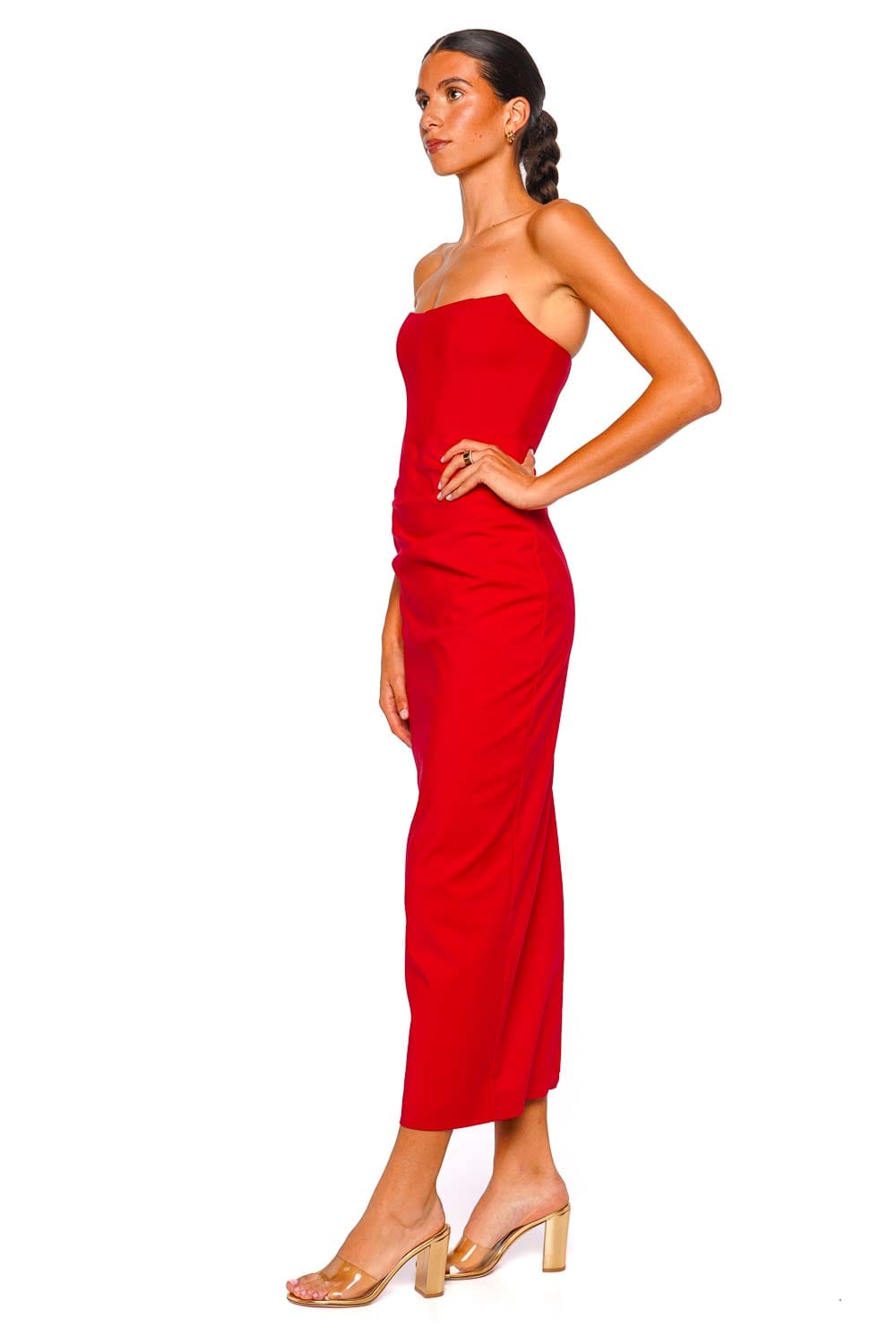 Shona Joy Lani Chilli Red Strapless Corset Maxi Dress