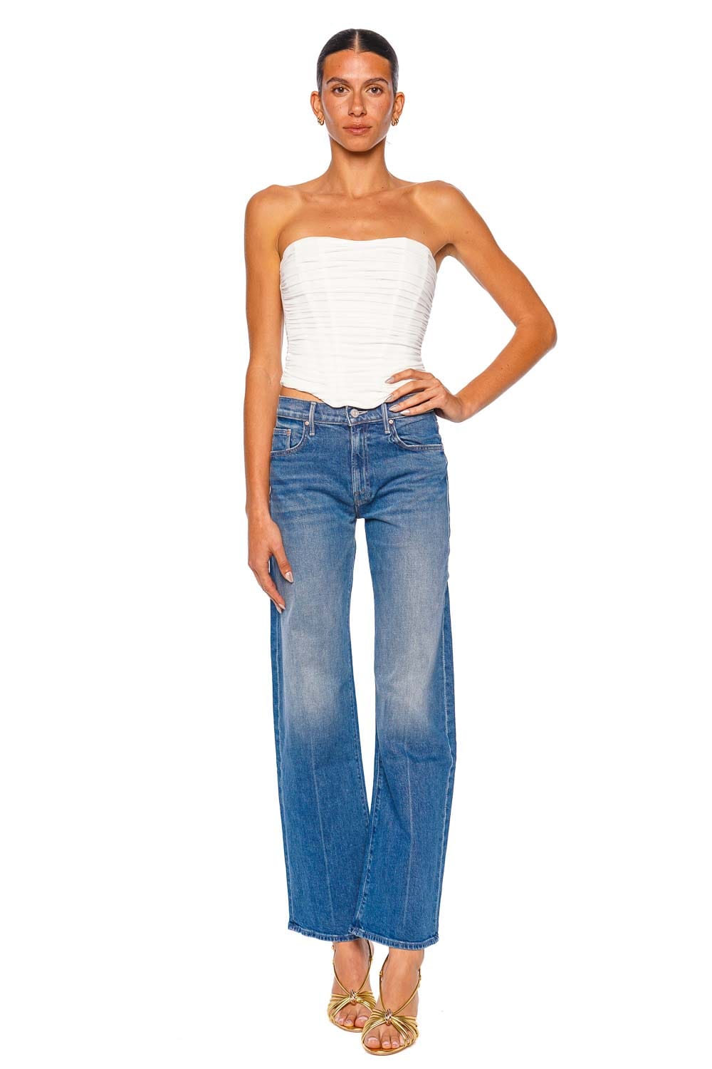 Shona Joy Solene White Strapless Corset Top