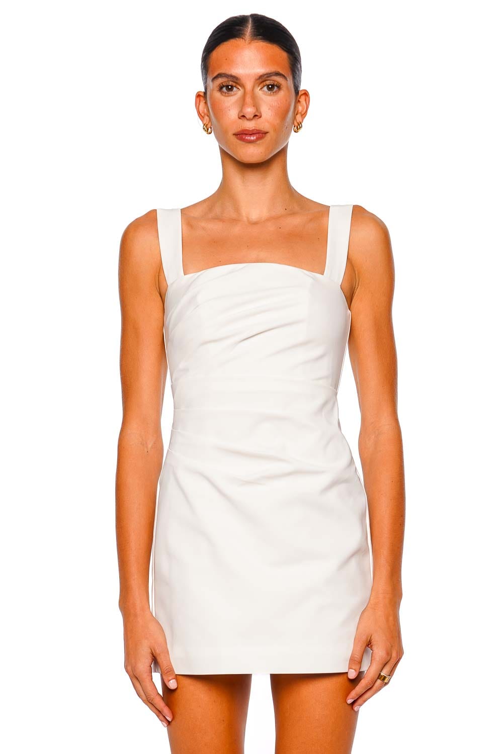 Shona Joy Lani Draped White Mini Dress