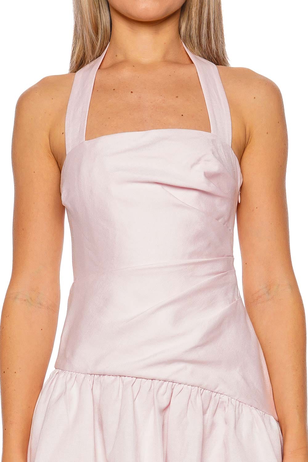 Shona Joy Gigi Sakura Pink Halter Draped Mini Dress