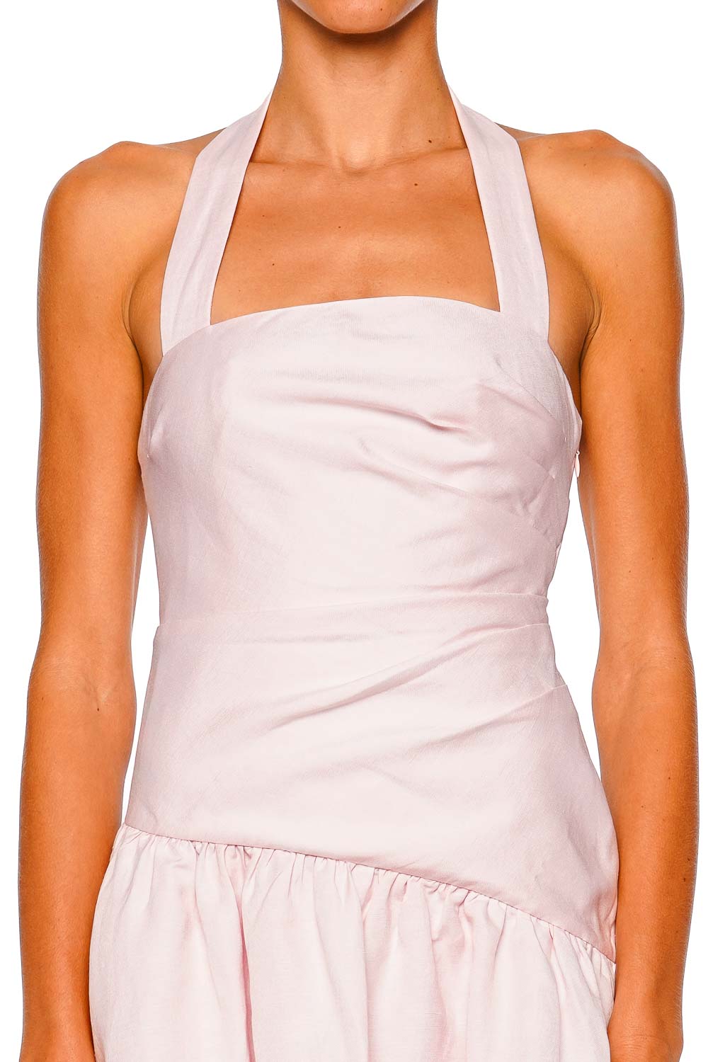 Shona Joy Gigi Sakura Pink Halter Draped Mini Dress