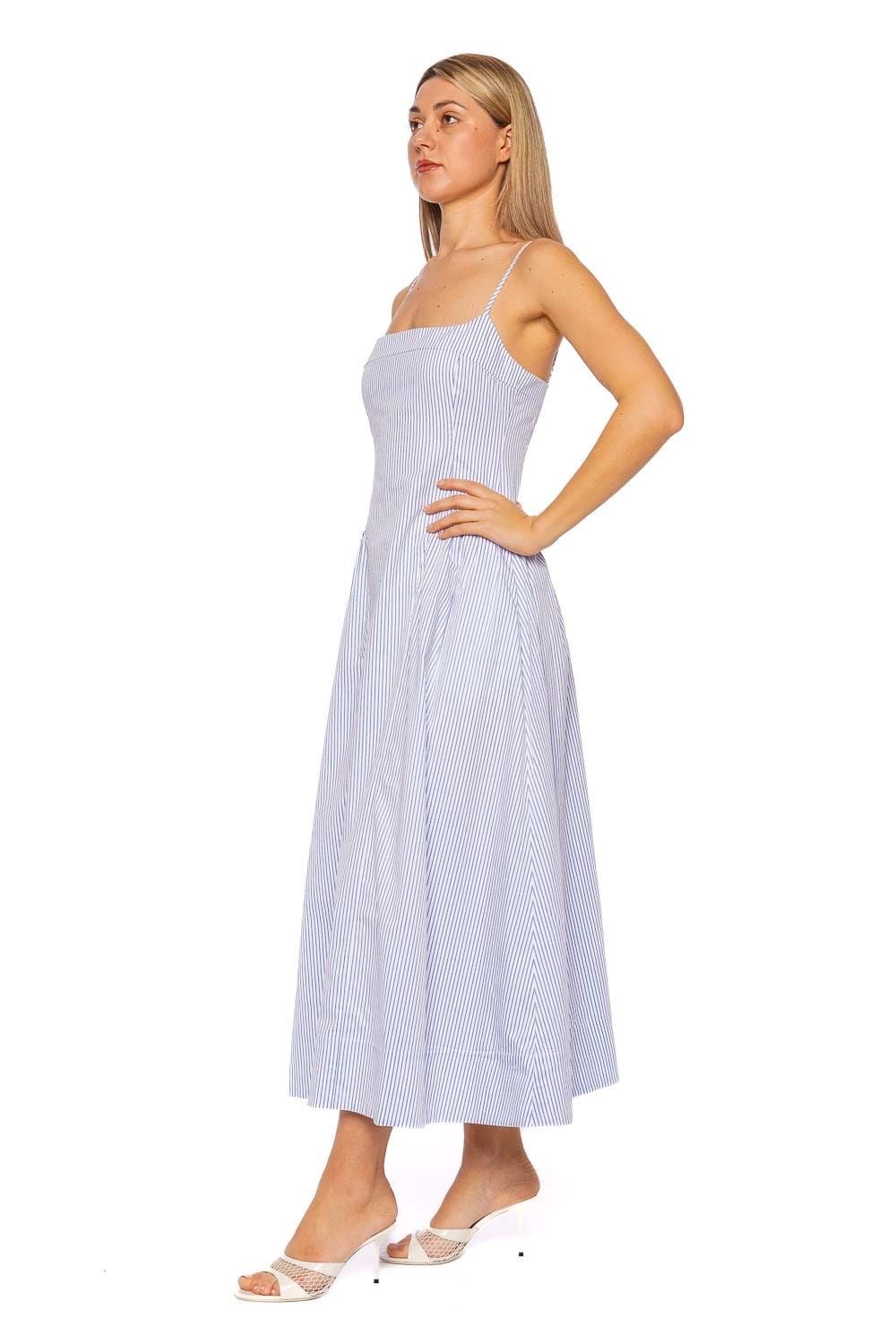 Shona Joy Saunders Marine Stripe Square Neck Panelled Midi Dress