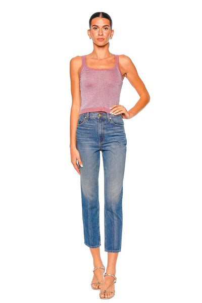 Lilac Pink Lamé Knit Tank Top