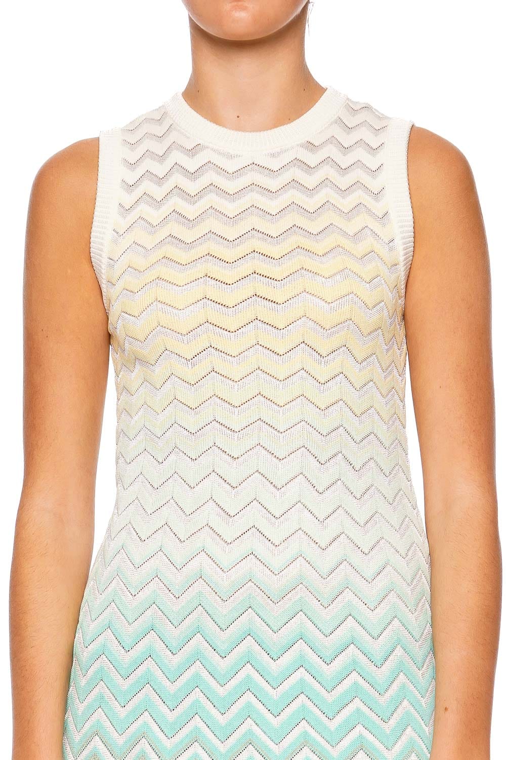 MISSONI Sleeveless Chevron Mini Dress in Pastel Ombre
