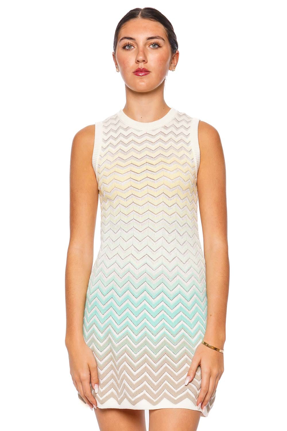 MISSONI Sleeveless Chevron Mini Dress in Pastel Ombre