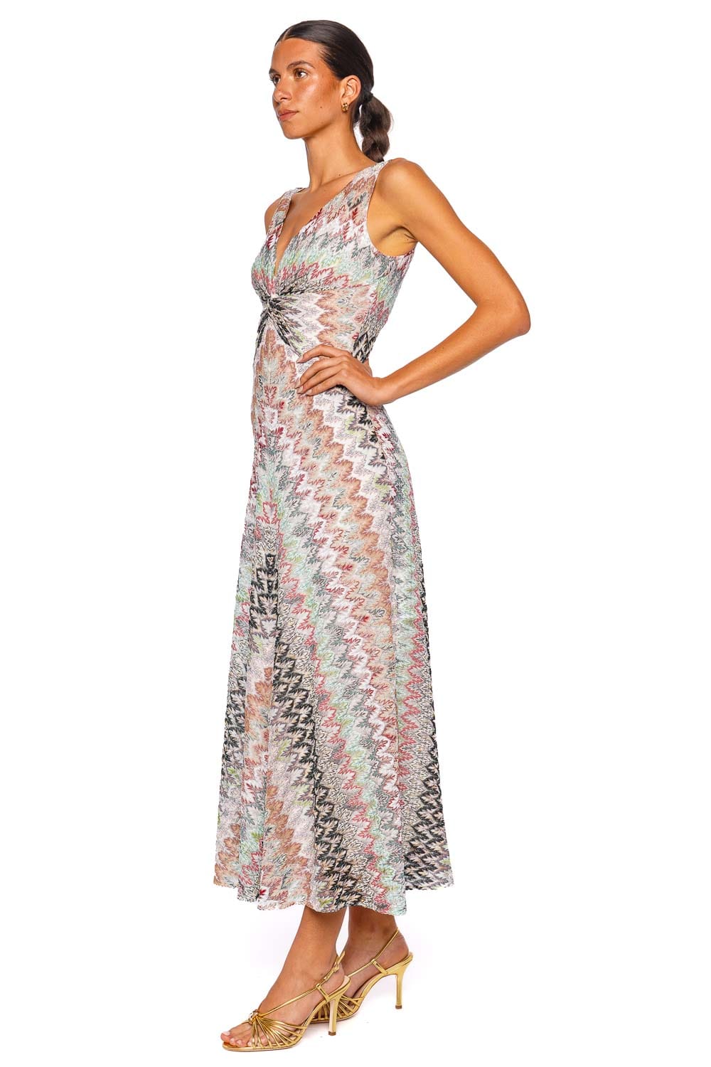 MISSONI Zig Zag Twist Sleeveless Midi Dress