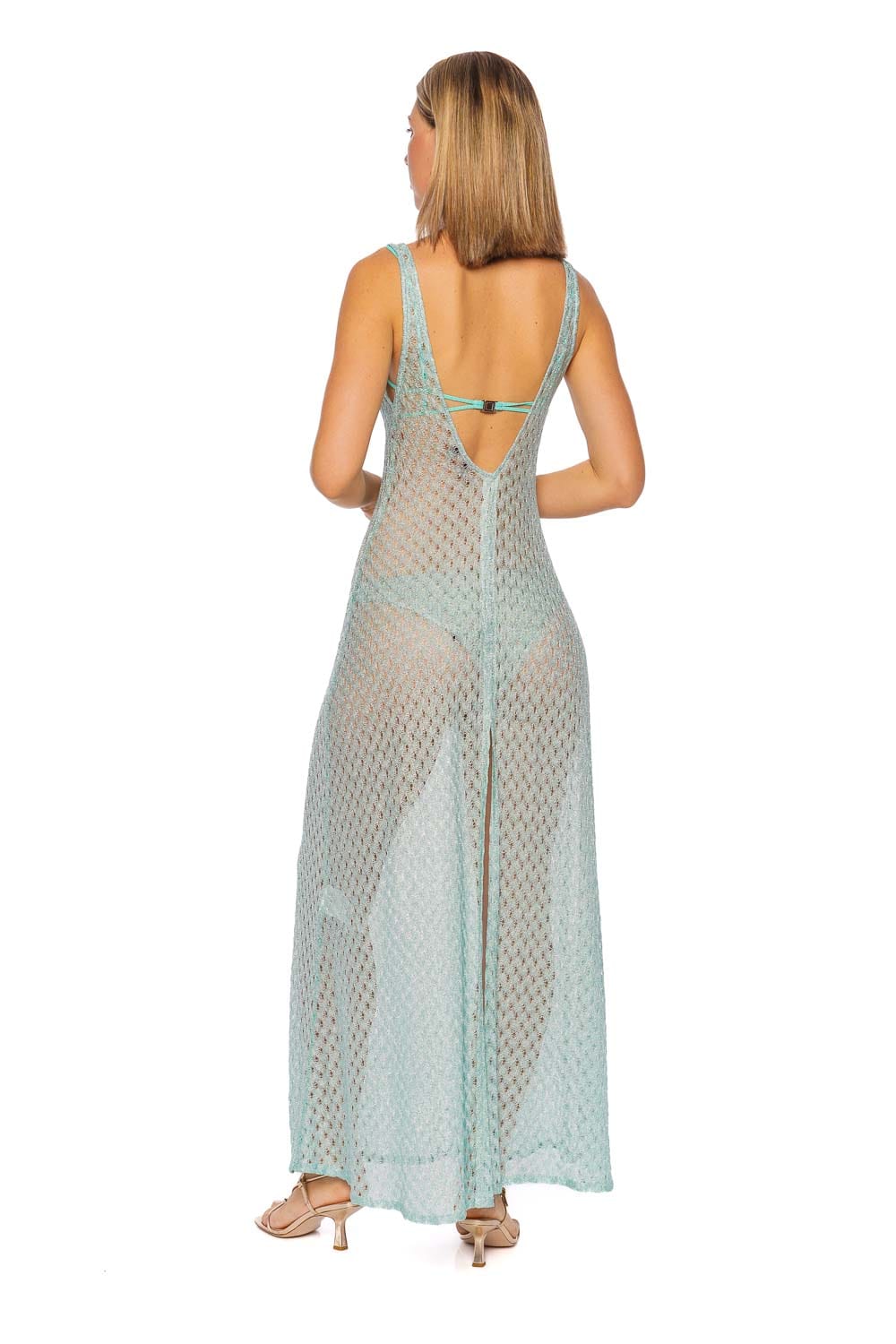 MISSONI Aquamarine Mesh Sleeveless Long Cover Up
