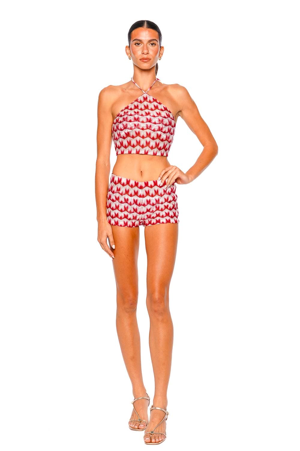 MISSONI Halter Top Multi Red and Pink