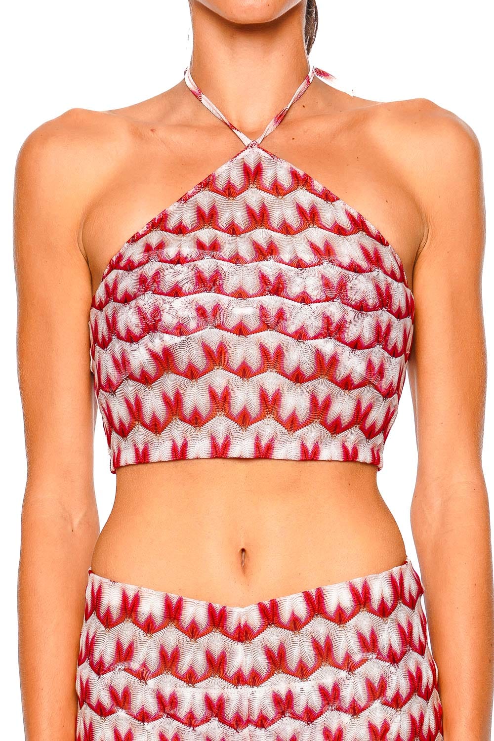 MISSONI Halter Top Multi Red and Pink