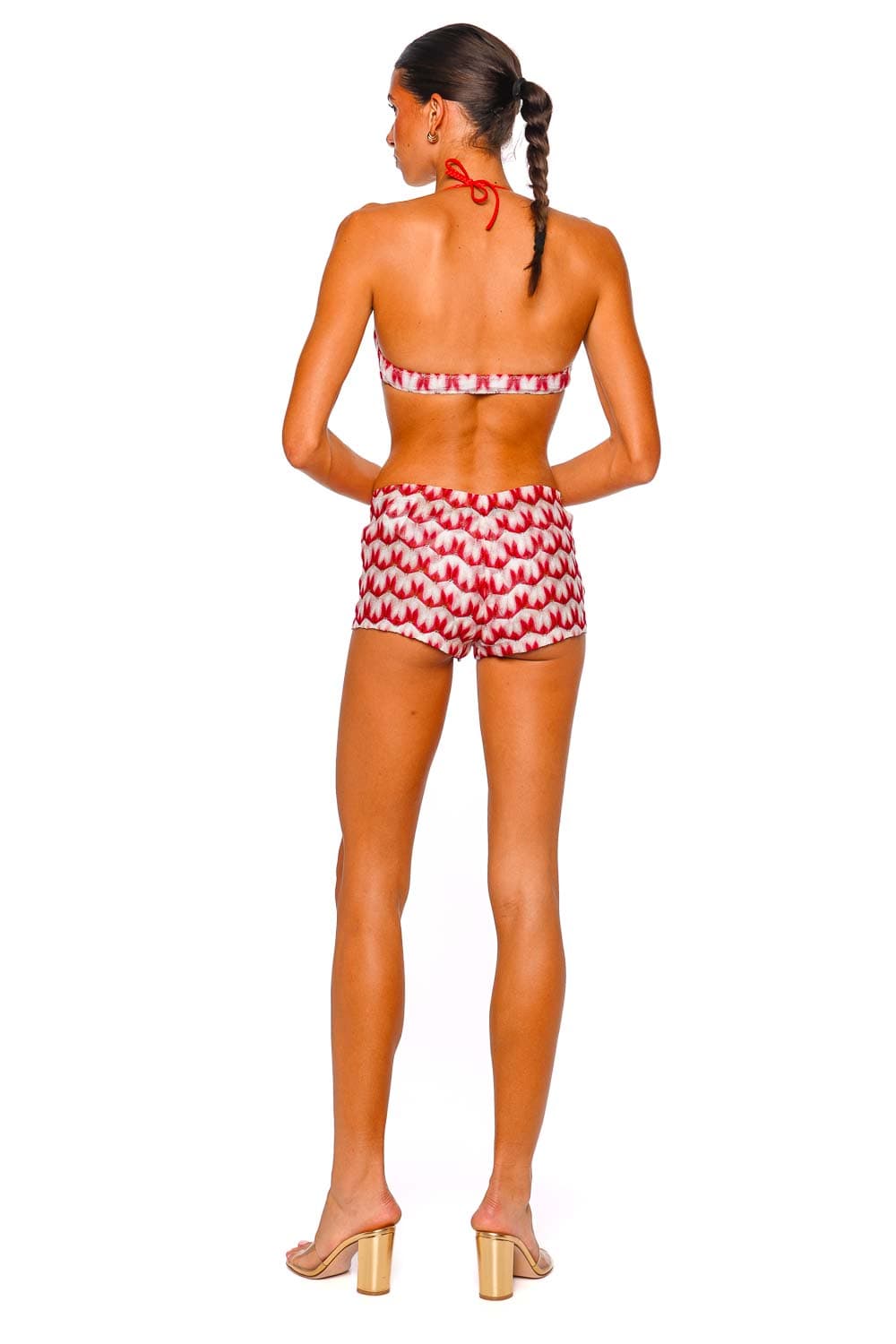 MISSONI Multi Red and Pink Patterned Knit Shorts