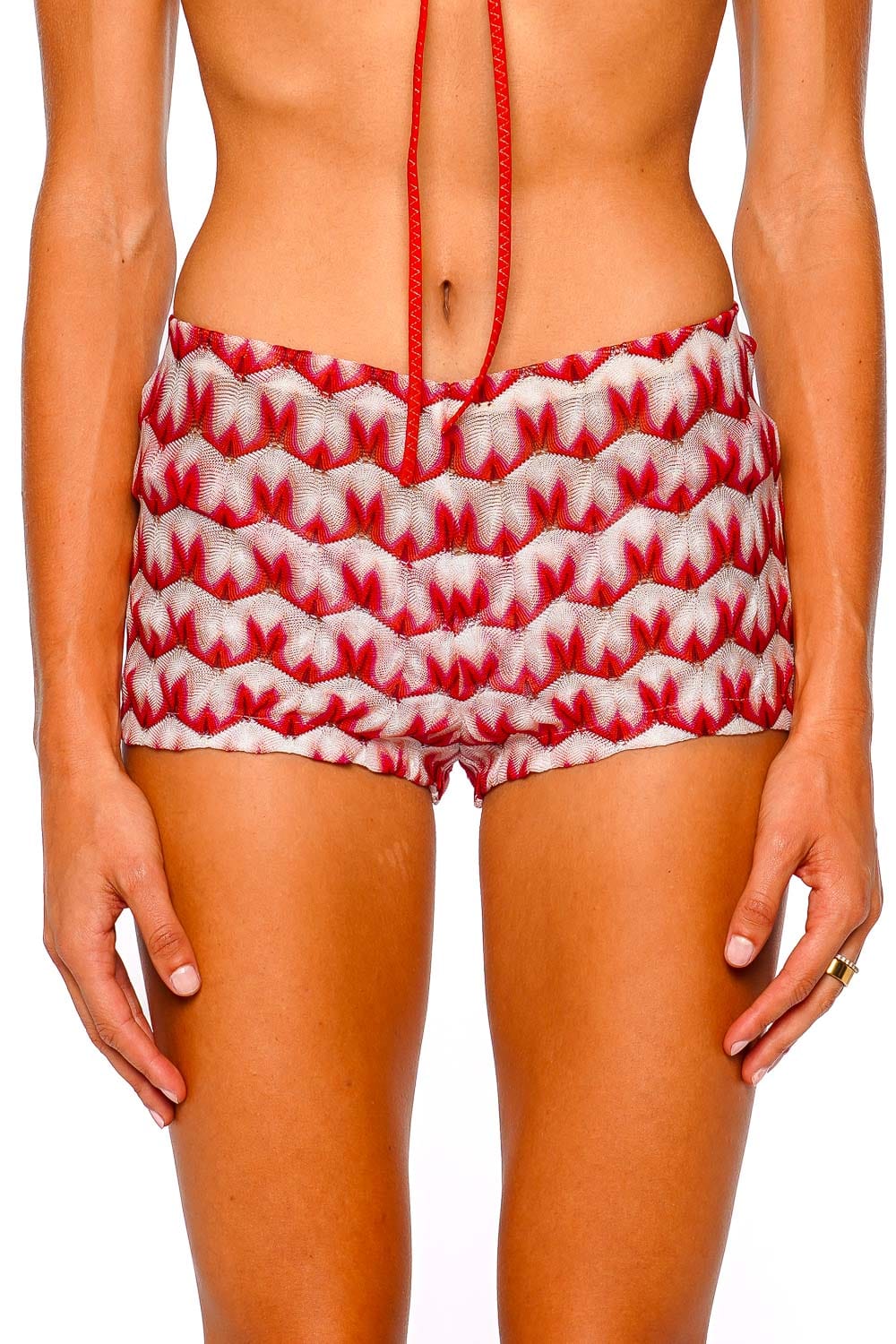 MISSONI Multi Red and Pink Patterned Knit Shorts