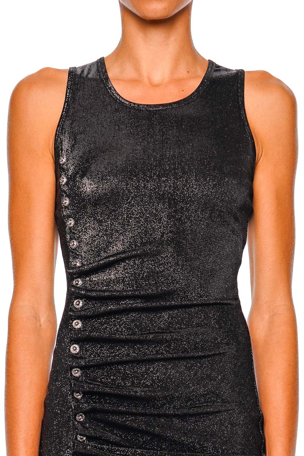 Rabanne Black Sleeveless Button Midi Dress