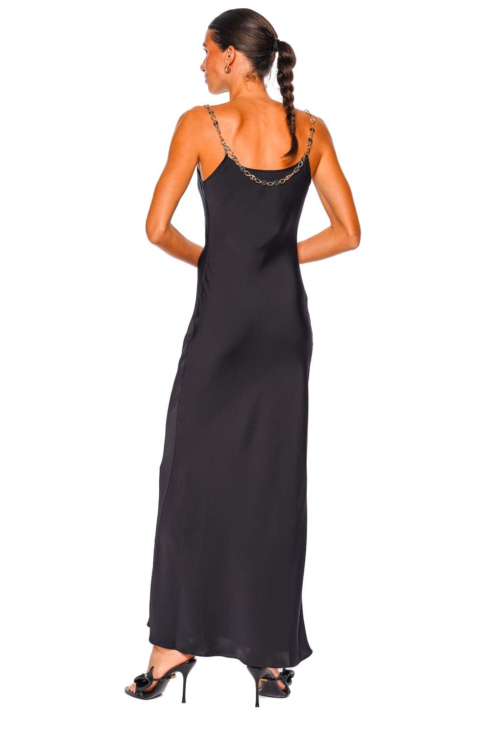 Rabanne Chain Strap Black Maxi Dress
