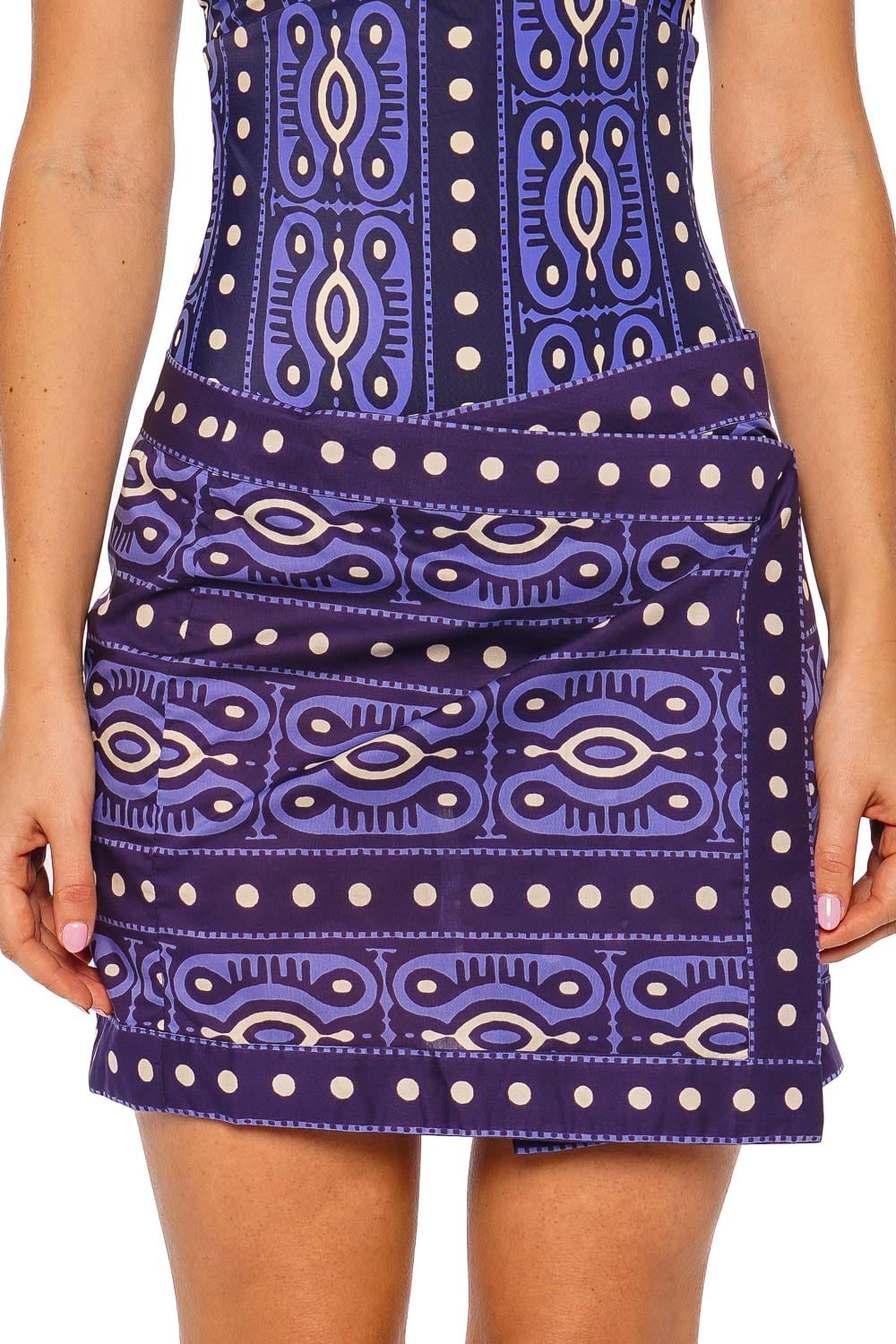Johanna Ortiz Hunting Roots Navy Strapless Wrap Skirt Dress