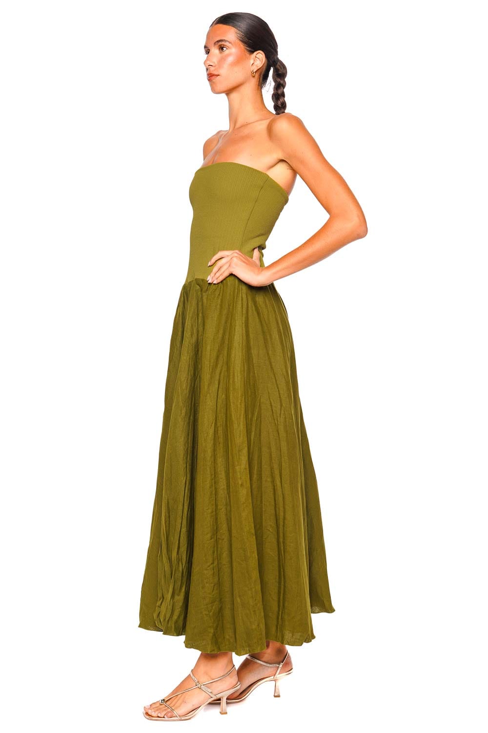 Johanna Ortiz Green Empowerment Strapless Ankle Skirt Dress
